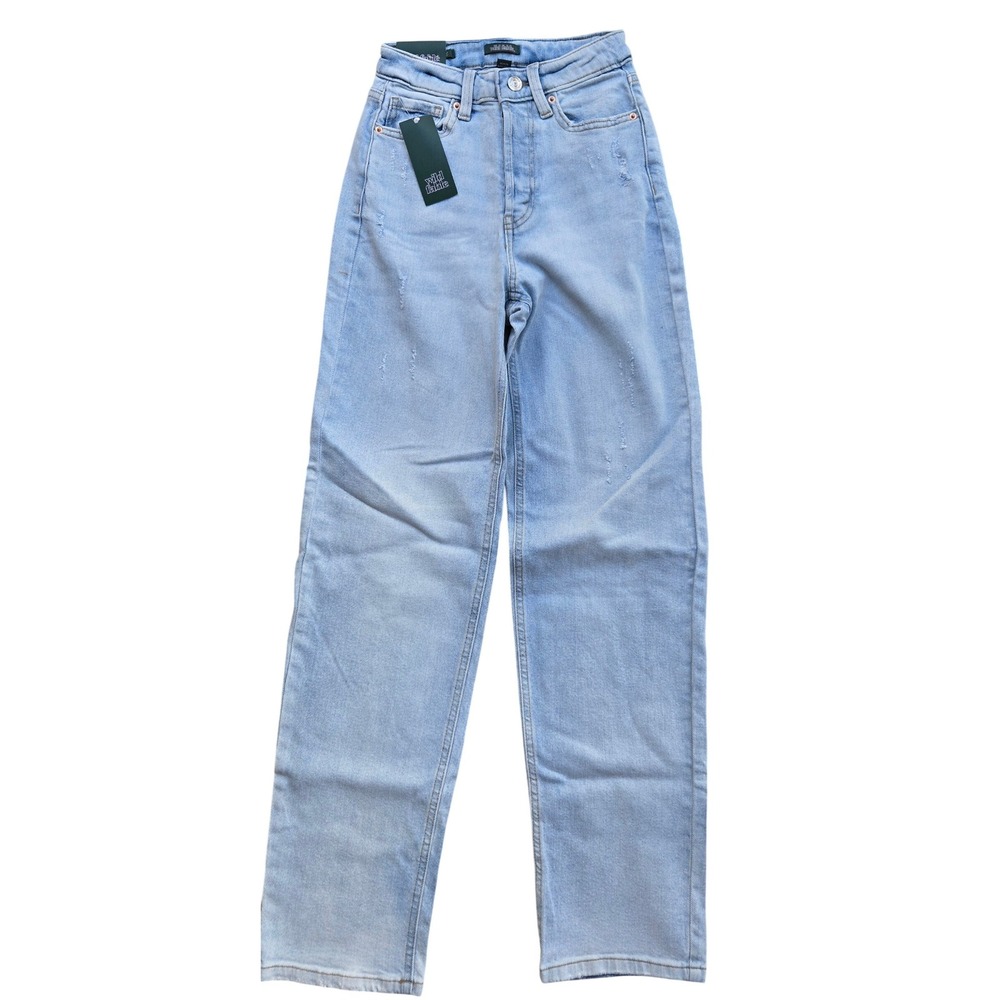 Wild Fable Women's Super High Rise Straight Leg Jeans Light Wash DistressedDenim